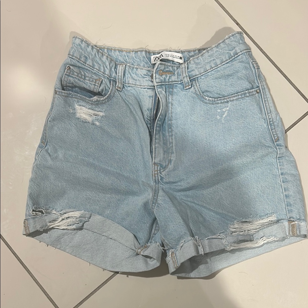 Zara Light Blue Denim Shorts